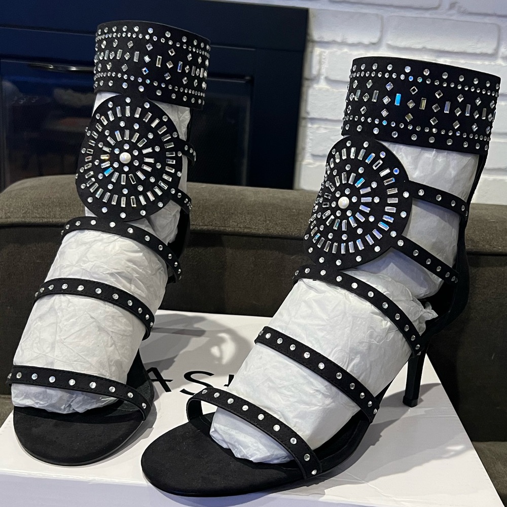NEW Vegan ASHRO Gretta Bling Gladiator Disco Boho Party Sandals New 10M Holiday